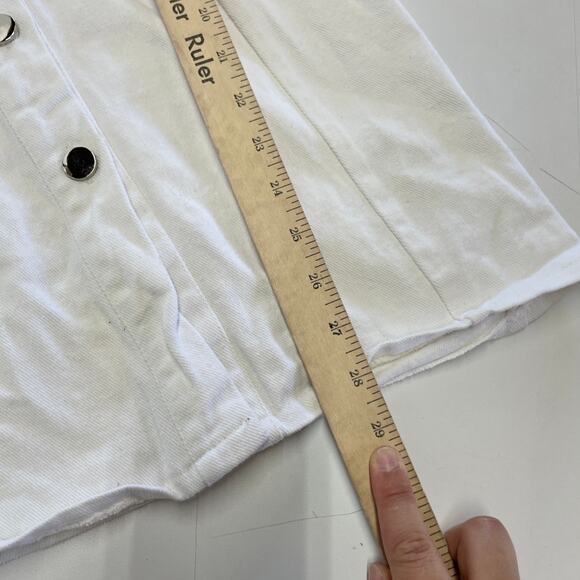 Area Stars Dress Womens Small White Denim Shirt Collared Snap Button Mini - Picture 12 of 13
